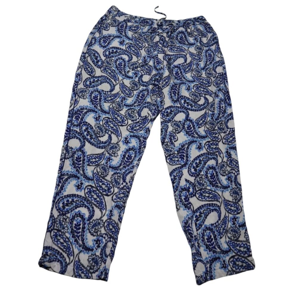 Lauren Ralph Lauren Blue/White Paisley Print Pants Size 14